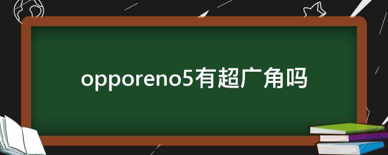 opporeno5有超广角吗（opporeno5k有超广角吗）