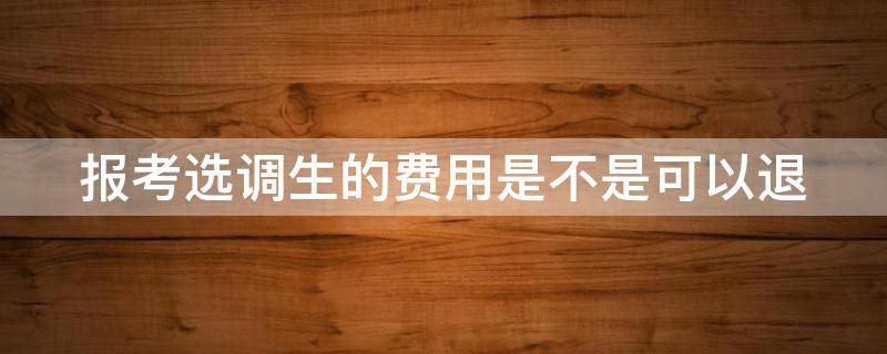 报考选调生的费用是不是可以退 选调生报名费能退吗