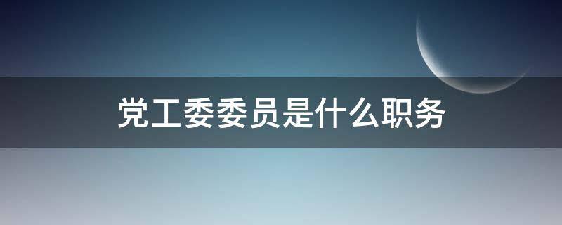 党工委委员是什么职务（党工委员是什么职位）