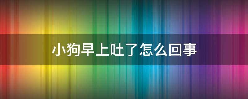 小狗早上吐了怎么回事 小狗早上起来吐了