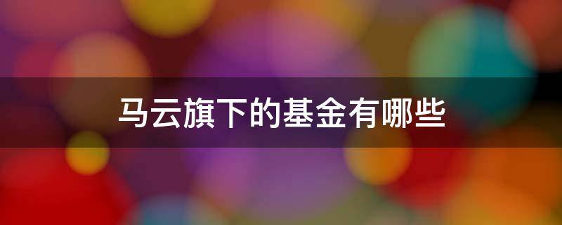 马云旗下的基金有哪些 马云的股票基金有哪些