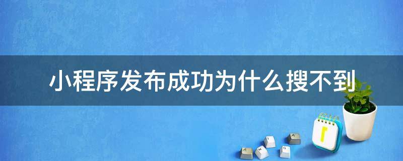 小程序发布成功为什么搜不到 小程序代码发布通过审核后搜索不到