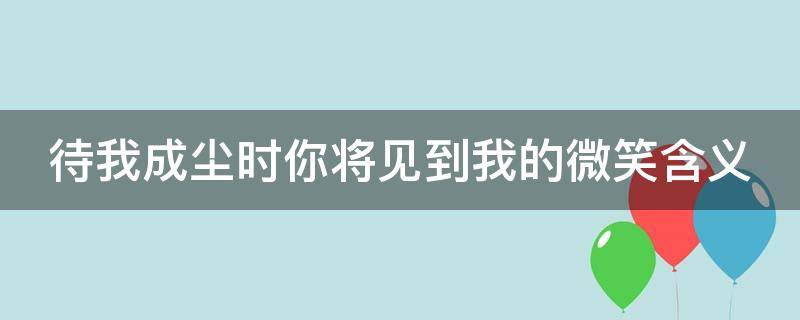 待我成尘时你将见到我的微笑含义（待我成尘时,你将见到我的微笑）