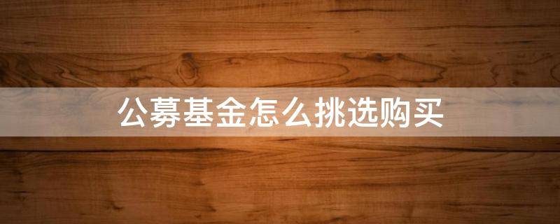 公募基金怎么挑选购买（如何筛选公募基金）