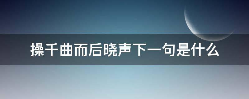 操千曲而后晓声下一句是什么（文心雕龙中的操千曲而后晓声下一句是什么）