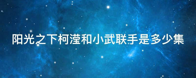 阳光之下柯滢和小武联手是多少集 阳光之下柯莹和小武