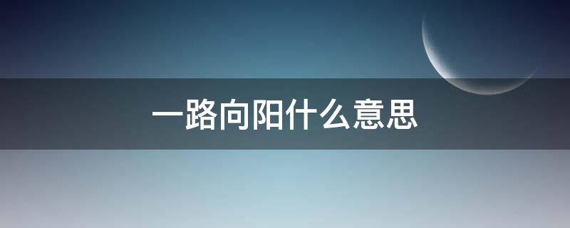 一路向阳什么意思（心之所向一路向阳什么意思）