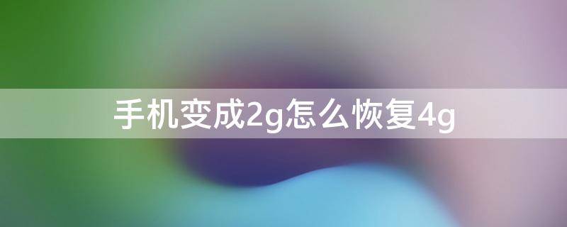 手机变成2g怎么恢复4g（手机变成2g怎么调回4g）