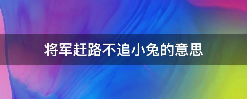 将军赶路不追小兔的意思（将军赶路不追小兔的意思是什么）