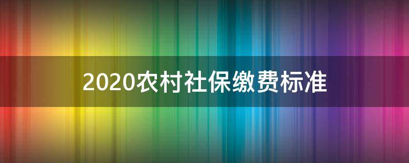 2020农村社保缴费标准（2020农村社保缴费标准和退休能拿多少）