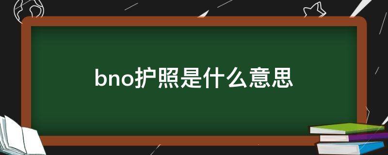 bno护照是什么意思 bno护照是什么意思 视频