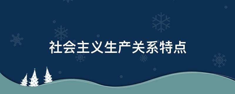 社会主义生产关系特点