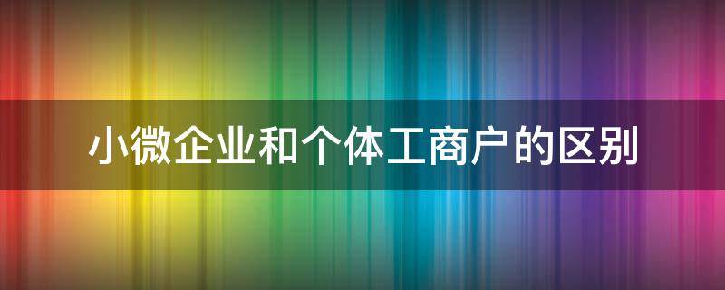 小微企业和个体工商户的区别（个体工商户与小微企业的主要区别）