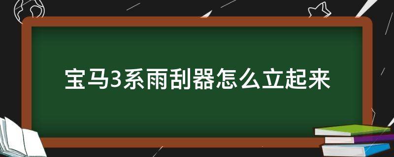 宝马3系雨刮器怎么立起来 宝马新3系雨刮器怎么立起来