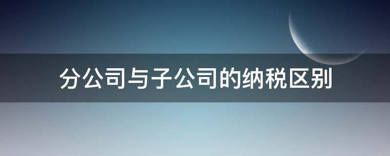 分公司与子公司的纳税区别（子公司和分公司纳税的区别）