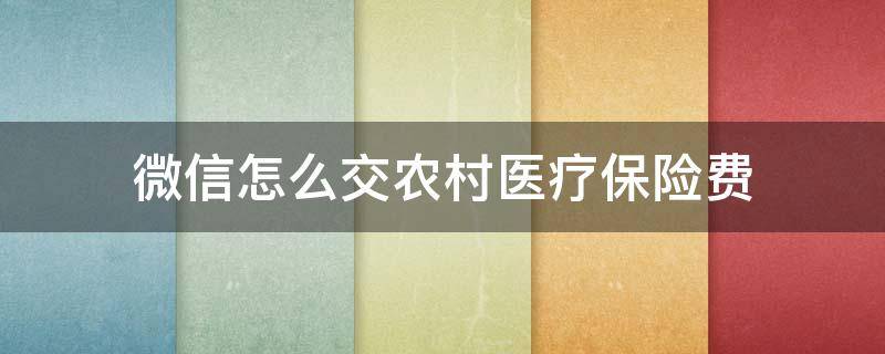 微信怎么交农村医疗保险费（微信如何交农村医疗保险费）