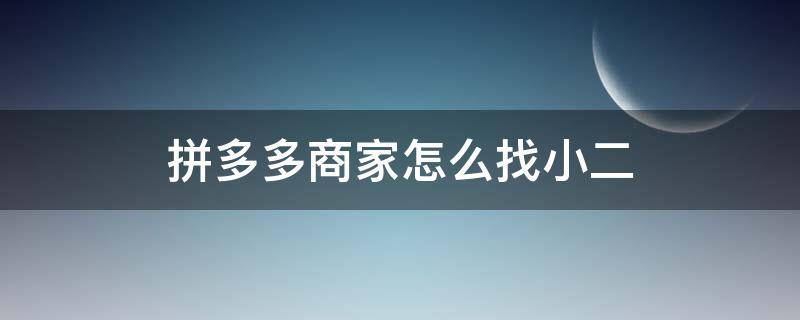 拼多多商家怎么找小二（拼多多商家怎么找小二对接）