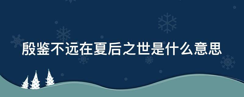 殷鉴不远在夏后之世是什么意思 殷鉴不远的殷是指什么