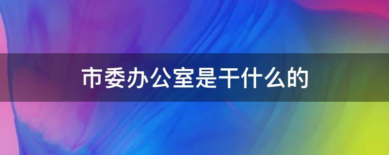 市委办公室是干什么的（市委办公室里的人干啥工作的）