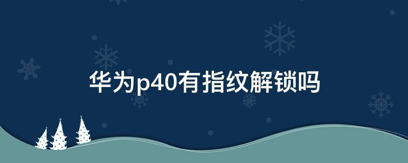 华为p40有指纹解锁吗（华为P40有指纹解锁吗）