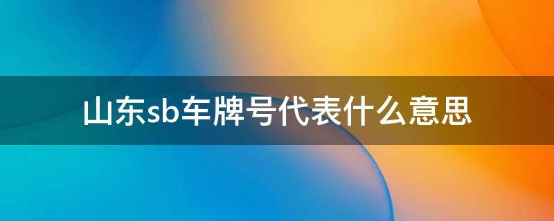 山东sb车牌号代表什么意思（鲁sb是山东哪里的车牌号）