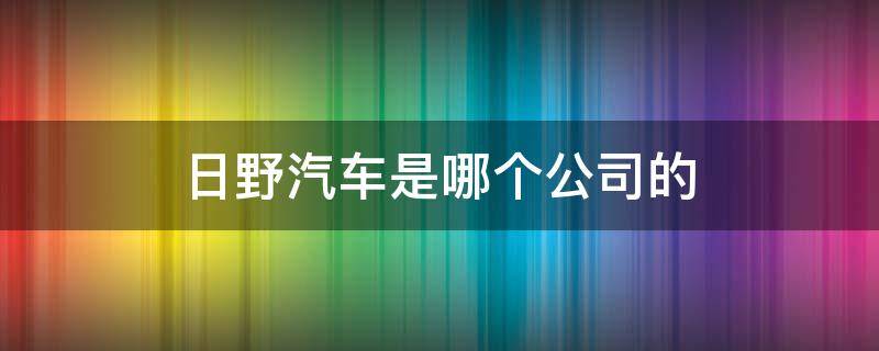 日野汽车是哪个公司的（日野卡车是哪家公司的）