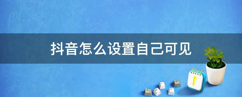 抖音怎么设置自己可见 抖音视频怎么设置自己可见