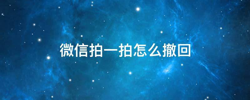 微信拍一拍怎么撤回 微信拍一拍怎么撤回对方能收到提醒吗