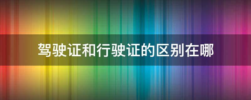 驾驶证和行驶证的区别在哪（驾驶证和行驶证的区别?）