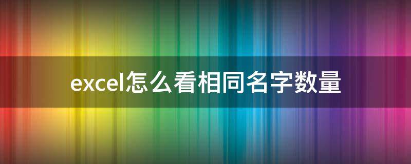 excel怎么看相同名字数量（excel怎么统计相同名字的数量并显示名字）