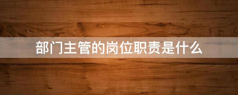 部门主管的岗位职责是什么 部门主管的工作职责是什么