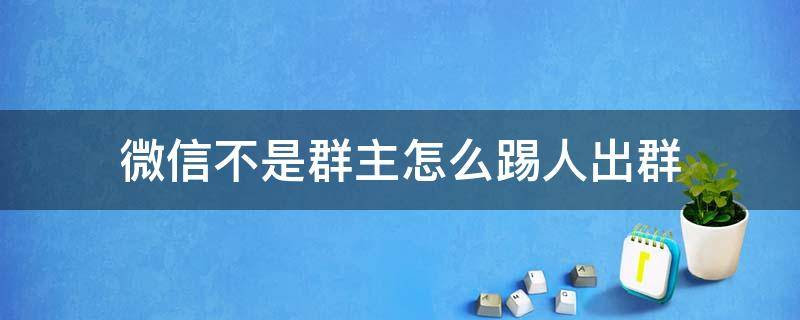 微信不是群主怎么踢人出群 微信怎么踢人出群聊不是群主