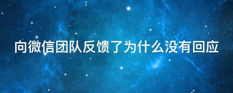 向微信团队反馈了为什么没有回应 向微信团队反馈了为什么没有回应呢