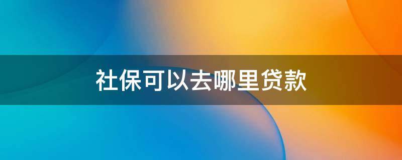 社保可以去哪里贷款（社保可以在哪个银行贷款）