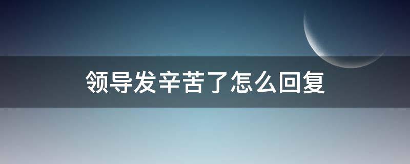 领导发辛苦了怎么回复 领导发辛苦啦应该怎么回