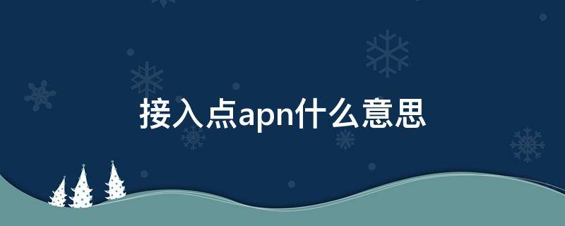 接入点apn什么意思（接入点名称APN是什么意思）