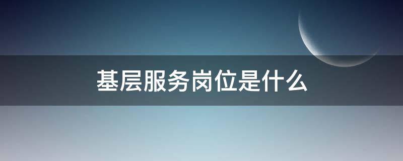 基层服务岗位是什么（基层服务岗位是什么项目）