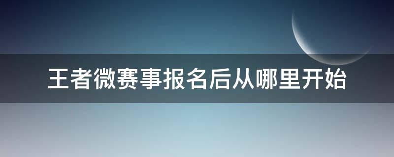 王者微赛事报名后从哪里开始（王者微赛事什么时候开始）