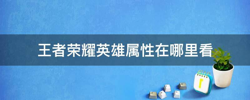 王者荣耀英雄属性在哪里看 王者的英雄属性在哪里看