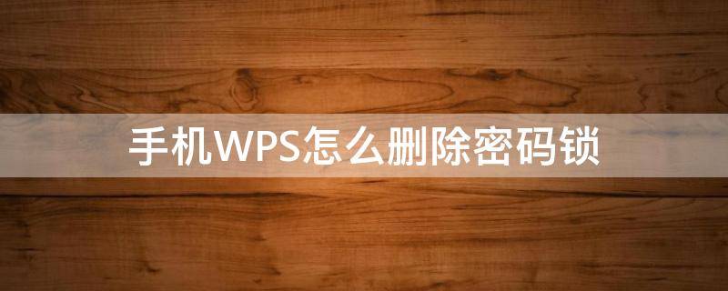 手机WPS怎么删除密码锁 手机wps如何取消加密