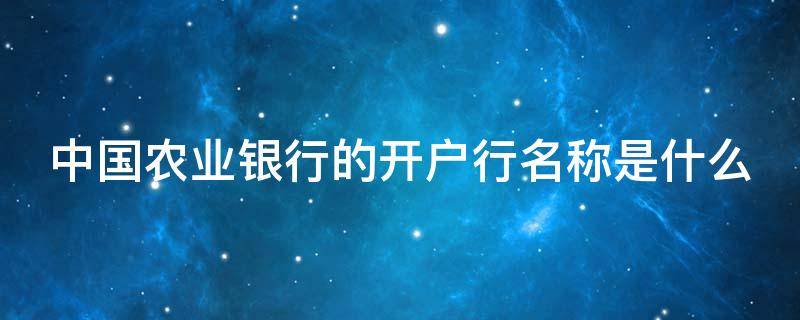 中国农业银行的开户行名称是什么（中国农业银行卡的开户行名称）