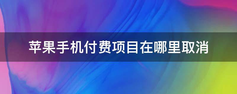 苹果手机付费项目在哪里取消（苹果手机的付费项目怎么取消）