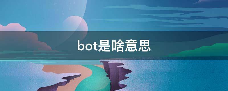 bot是啥意思 BOT是什么意思?