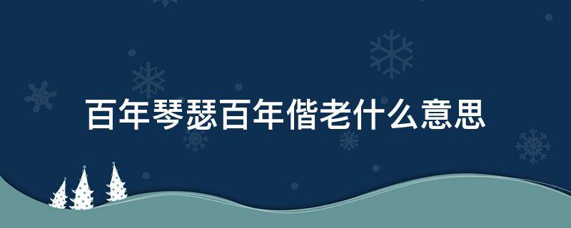 百年琴瑟百年偕老什么意思（百年琴瑟 百年偕老什么意思）