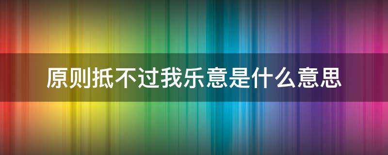 原则抵不过我乐意是什么意思（原则抵不过我乐意上一句）