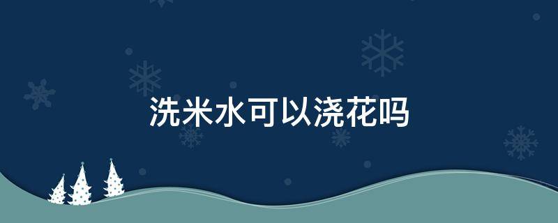 洗米水可以浇花吗（洗米水可以直接浇花吗）