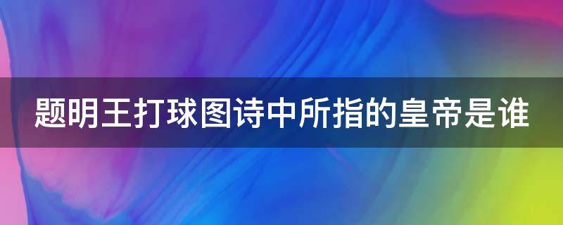 题明王打球图诗中所指的皇帝是谁（题明王打球题诗中）