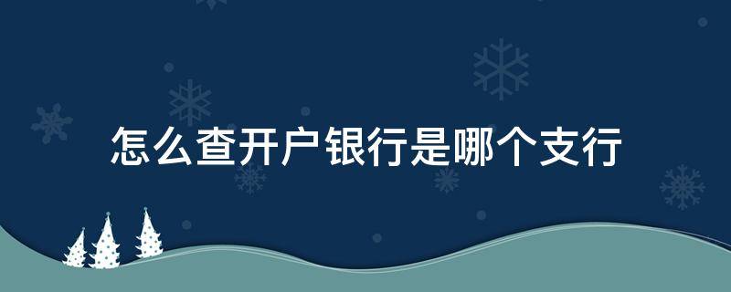 怎么查开户银行是哪个支行 怎么查银行开户的支行