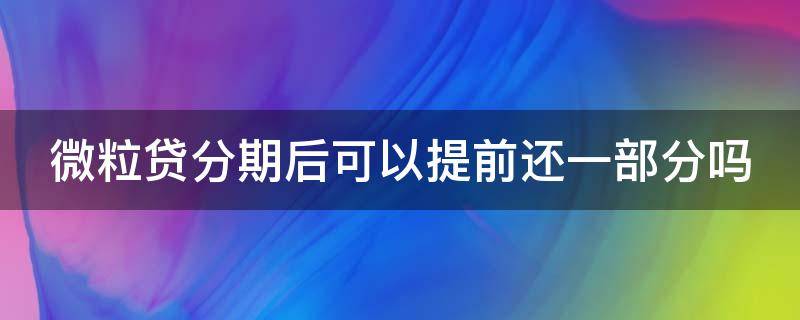 微粒贷分期后可以提前还一部分吗 微粒贷分期后可以提前还款吗?