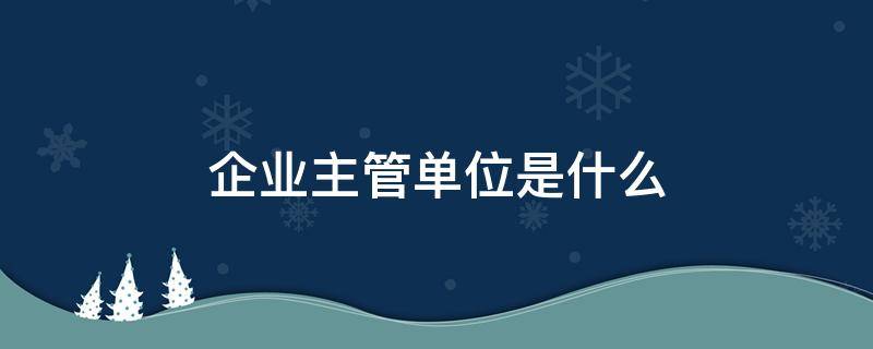 企业主管单位是什么（企业的主管部门是指哪里）